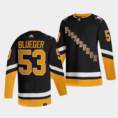 Adidas Pittsburgh Penguins #53 Teddy Blueger Men's 202122 Alternate Authentic NHL Jersey Black